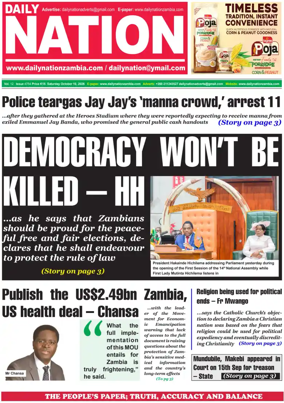 Cover of Daily Nation Newspaper