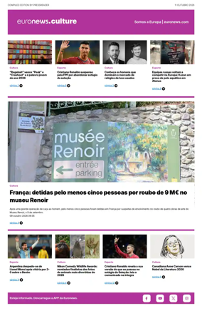 Cover of Euronews Culture and Sport (Portuguese)