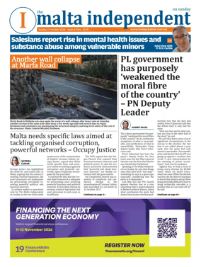 Cover of The Malta Independent on Sunday