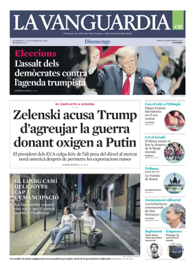 Cover of La Vanguardia (Catala)