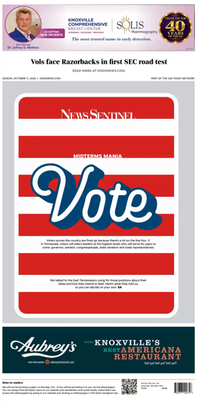 Cover of Knoxville News Sentinel