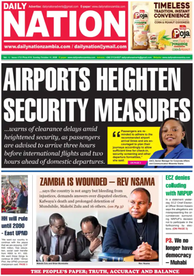Cover of Daily Nation Newspaper