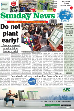 Cover of Sunday News (Zimbabwe)