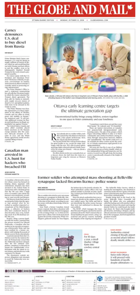 Cover of The Globe and Mail (Ottawa/Quebec Edition)