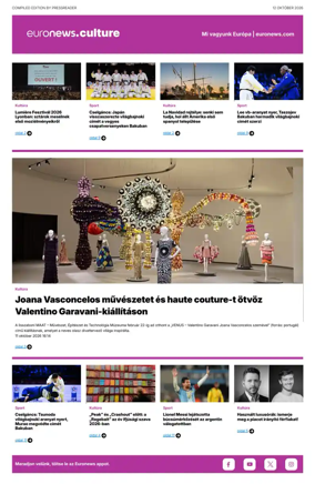 Cover of Euronews Culture and Sport (Hungarian)