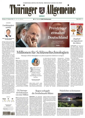 Cover of Thuringer Allgemeine (Eisenach)