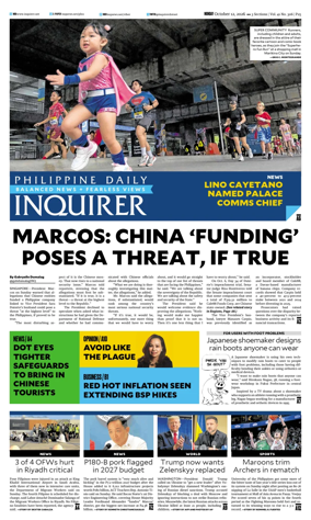 Cover of Philippine Daily Inquirer