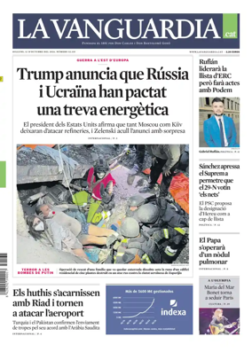 Cover of La Vanguardia (Catala)
