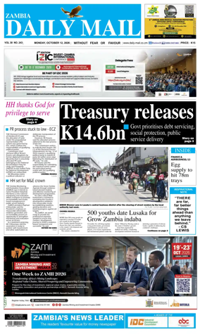 Cover of Zambia Daily Mail