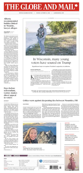 Cover of The Globe and Mail (BC Edition)