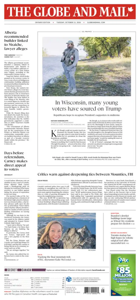 Cover of The Globe and Mail (Ontario Edition)
