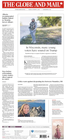 Cover of The Globe and Mail (Ottawa/Quebec Edition)