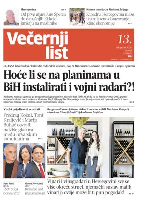 Cover of Vecernji list BiH