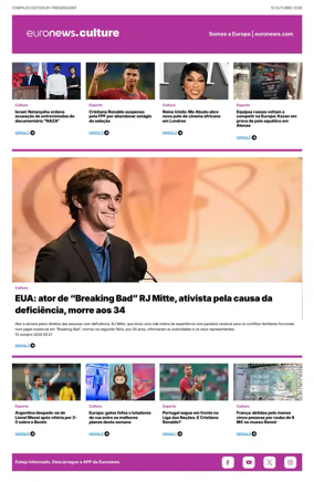 Cover of Euronews Culture and Sport (Portuguese)