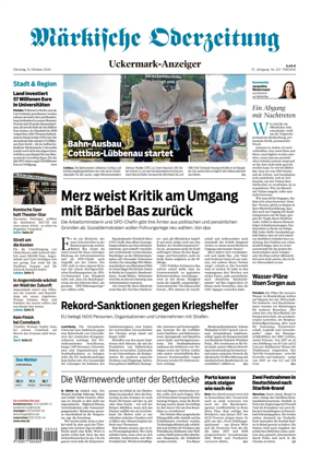 Cover of Markische Oderzeitung Uckermarkanzeiger
