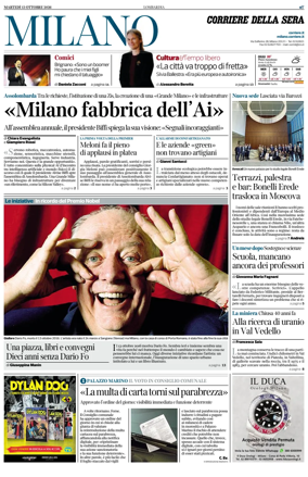 Cover of Corriere della Sera (Milano)