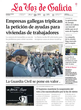 Cover of La Voz de Galicia (Ourense)
