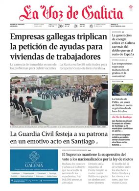 Cover of La Voz de Galicia (Santiago)
