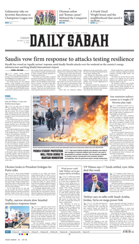 Cover of Daily Sabah (Turkey)