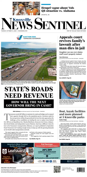 Cover of Knoxville News Sentinel