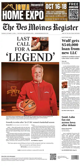 Cover of The Des Moines Register