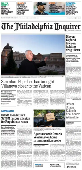 Cover of The Philadelphia Inquirer (South Jersey edition)