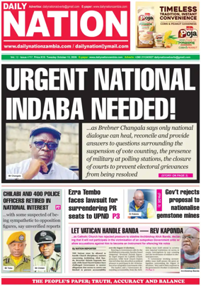 Cover of Daily Nation Newspaper