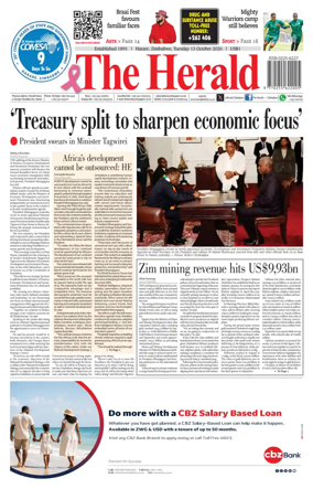Cover of The Herald (Zimbabwe)