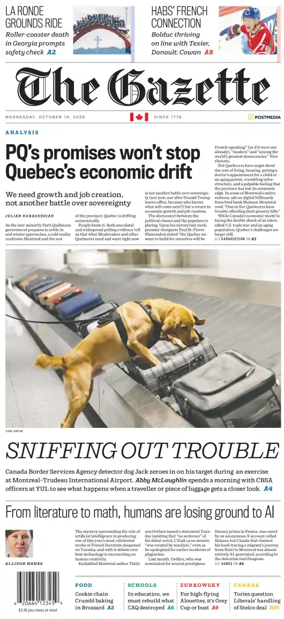 Cover of Montreal Gazette