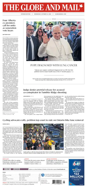 Cover of The Globe and Mail (Ontario Edition)
