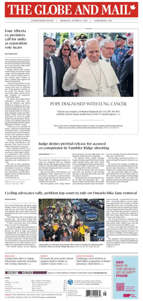 Cover of The Globe and Mail (Ottawa/Quebec Edition)
