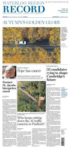 Cover of Waterloo Region Record