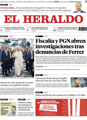 Cover of El Heraldo (Colombia)