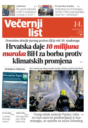 Cover of Vecernji list BiH