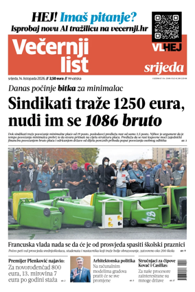 Cover of Vecernji list - Hrvatska