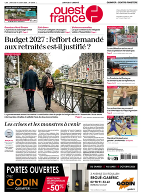 Cover of Ouest-France (Quimper Centre-Finistere)