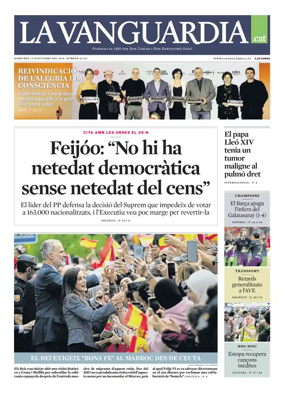 Cover of La Vanguardia (Catala)