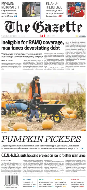 Cover of Montreal Gazette