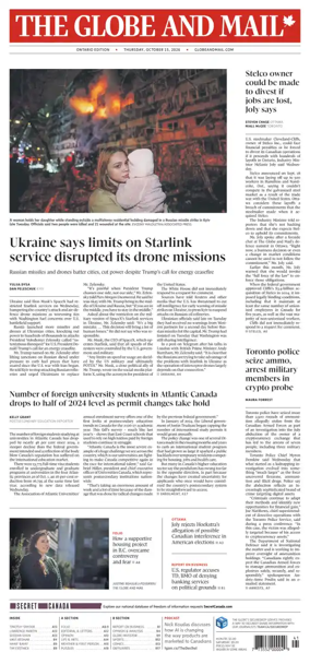 Cover of The Globe and Mail (Ontario Edition)