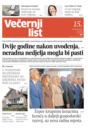 Cover of Vecernji list BiH