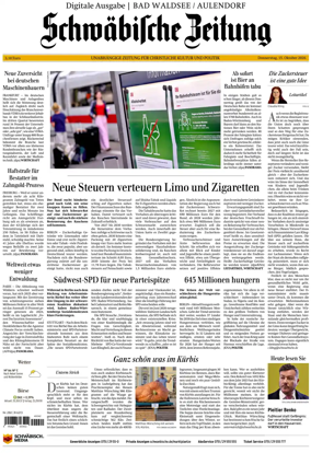 Cover of Schwabische Zeitung (Bad Waldsee / Aulendorf)