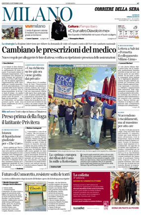 Cover of Corriere della Sera (Milano)