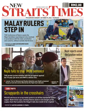 Cover of New Straits Times