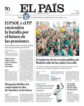Cover of El Pais Madrid