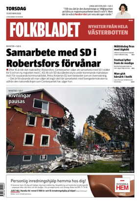 Cover of Folkbladet Vasterbotten