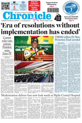 Cover of Chronicle (Zimbabwe)
