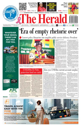 Cover of The Herald (Zimbabwe)