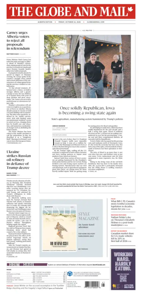 Cover of The Globe and Mail (Alberta Edition)