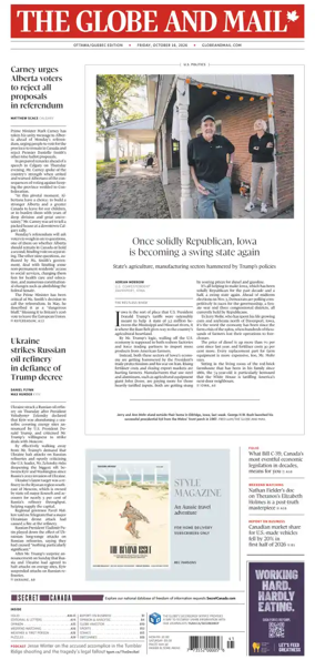 Cover of The Globe and Mail (Ottawa/Quebec Edition)