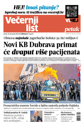 Cover of Vecernji list - Zagreb